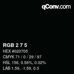 カラーコード: RGB 2 7 5 | qconv.com