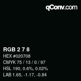 Código de color: RGB 2 7 8 | qconv.com