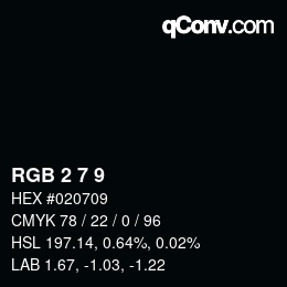 颜色代码: RGB 2 7 9 | qconv.com