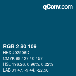 Color code: RGB 2 80 109 | qconv.com