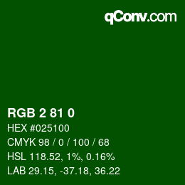 Color code: RGB 2 81 0 | qconv.com