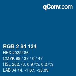 Color code: RGB 2 84 134 | qconv.com