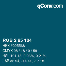 Color code: RGB 2 85 104 | qconv.com