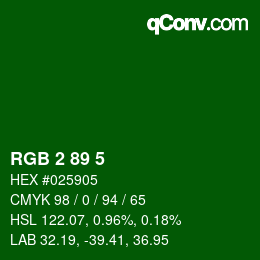 Color code: RGB 2 89 5 | qconv.com