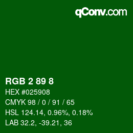Color code: RGB 2 89 8 | qconv.com