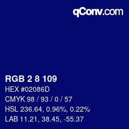 Color code: RGB 2 8 109 | qconv.com