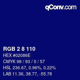 Color code: RGB 2 8 110 | qconv.com