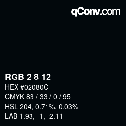 Color code: RGB 2 8 12 | qconv.com