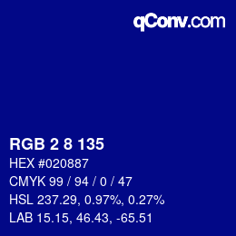 Código de color: RGB 2 8 135 | qconv.com