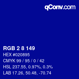 Color code: RGB 2 8 149 | qconv.com