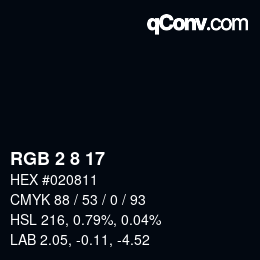 カラーコード: RGB 2 8 17 | qconv.com