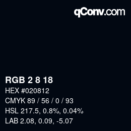 カラーコード: RGB 2 8 18 | qconv.com