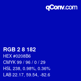 颜色代码: RGB 2 8 182 | qconv.com