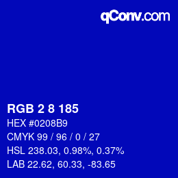 カラーコード: RGB 2 8 185 | qconv.com