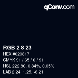 カラーコード: RGB 2 8 23 | qconv.com