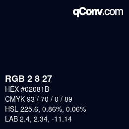 Color code: RGB 2 8 27 | qconv.com