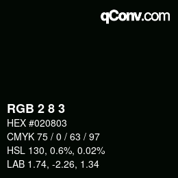 Color code: RGB 2 8 3 | qconv.com