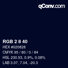 カラーコード: RGB 2 8 40 | qconv.com