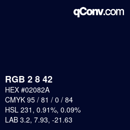 カラーコード: RGB 2 8 42 | qconv.com