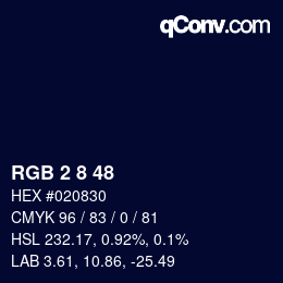 カラーコード: RGB 2 8 48 | qconv.com