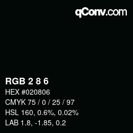 Código de color: RGB 2 8 6 | qconv.com