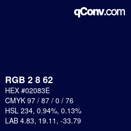 Color code: RGB 2 8 62 | qconv.com