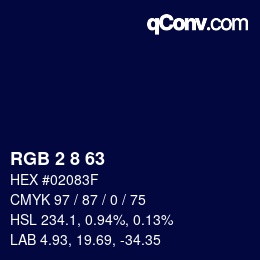 カラーコード: RGB 2 8 63 | qconv.com