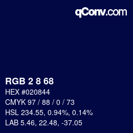 カラーコード: RGB 2 8 68 | qconv.com