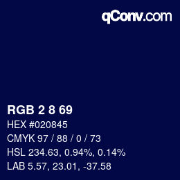 Color code: RGB 2 8 69 | qconv.com