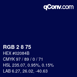 Color code: RGB 2 8 75 | qconv.com