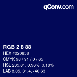 カラーコード: RGB 2 8 88 | qconv.com