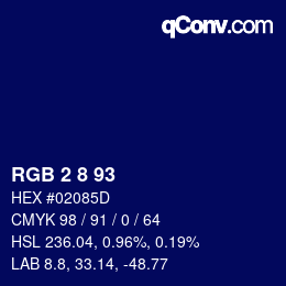カラーコード: RGB 2 8 93 | qconv.com