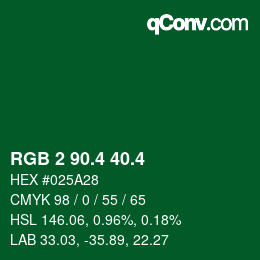 カラーコード: RGB 2 90.4 40.4 | qconv.com