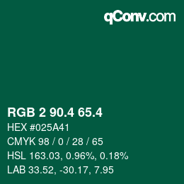 カラーコード: RGB 2 90.4 65.4 | qconv.com