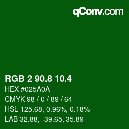 カラーコード: RGB 2 90.8 10.4 | qconv.com
