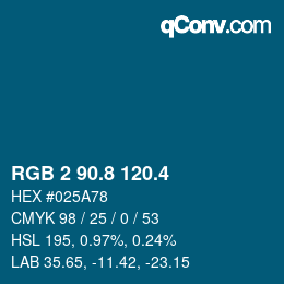 カラーコード: RGB 2 90.8 120.4 | qconv.com