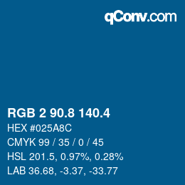 カラーコード: RGB 2 90.8 140.4 | qconv.com