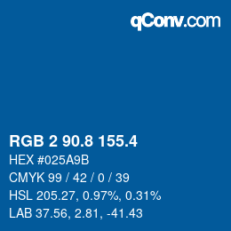 カラーコード: RGB 2 90.8 155.4 | qconv.com