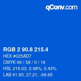 カラーコード: RGB 2 90.8 215.4 | qconv.com