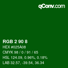 颜色代码: RGB 2 90 8 | qconv.com