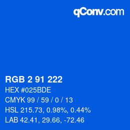 Color code: RGB 2 91 222 | qconv.com