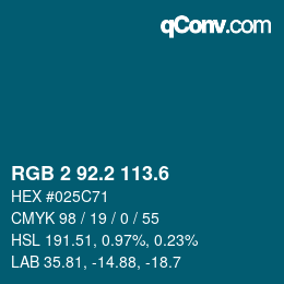 カラーコード: RGB 2 92.2 113.6 | qconv.com