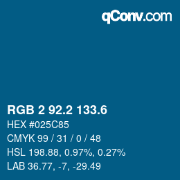 カラーコード: RGB 2 92.2 133.6 | qconv.com