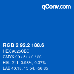 カラーコード: RGB 2 92.2 188.6 | qconv.com