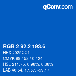 カラーコード: RGB 2 92.2 193.6 | qconv.com