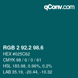 カラーコード: RGB 2 92.2 98.6 | qconv.com