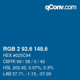 カラーコード: RGB 2 92.6 148.6 | qconv.com