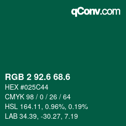 カラーコード: RGB 2 92.6 68.6 | qconv.com