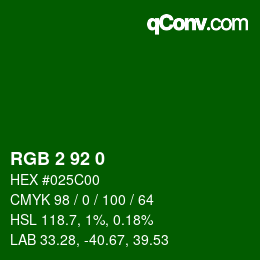颜色代码: RGB 2 92 0 | qconv.com