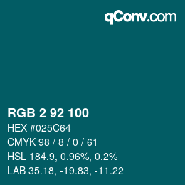 颜色代码: RGB 2 92 100 | qconv.com
